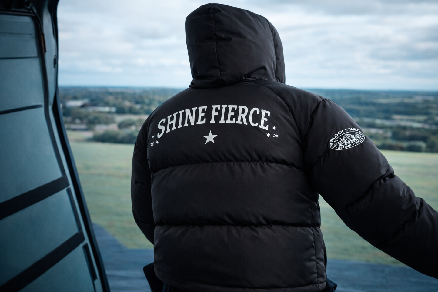 Shine Fierce - SF Hooded Puffer - BLACK